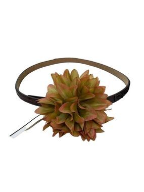 NWT Loft Live LOVE LOFT Flower Sequins Belt brown w yellow flower Sz S